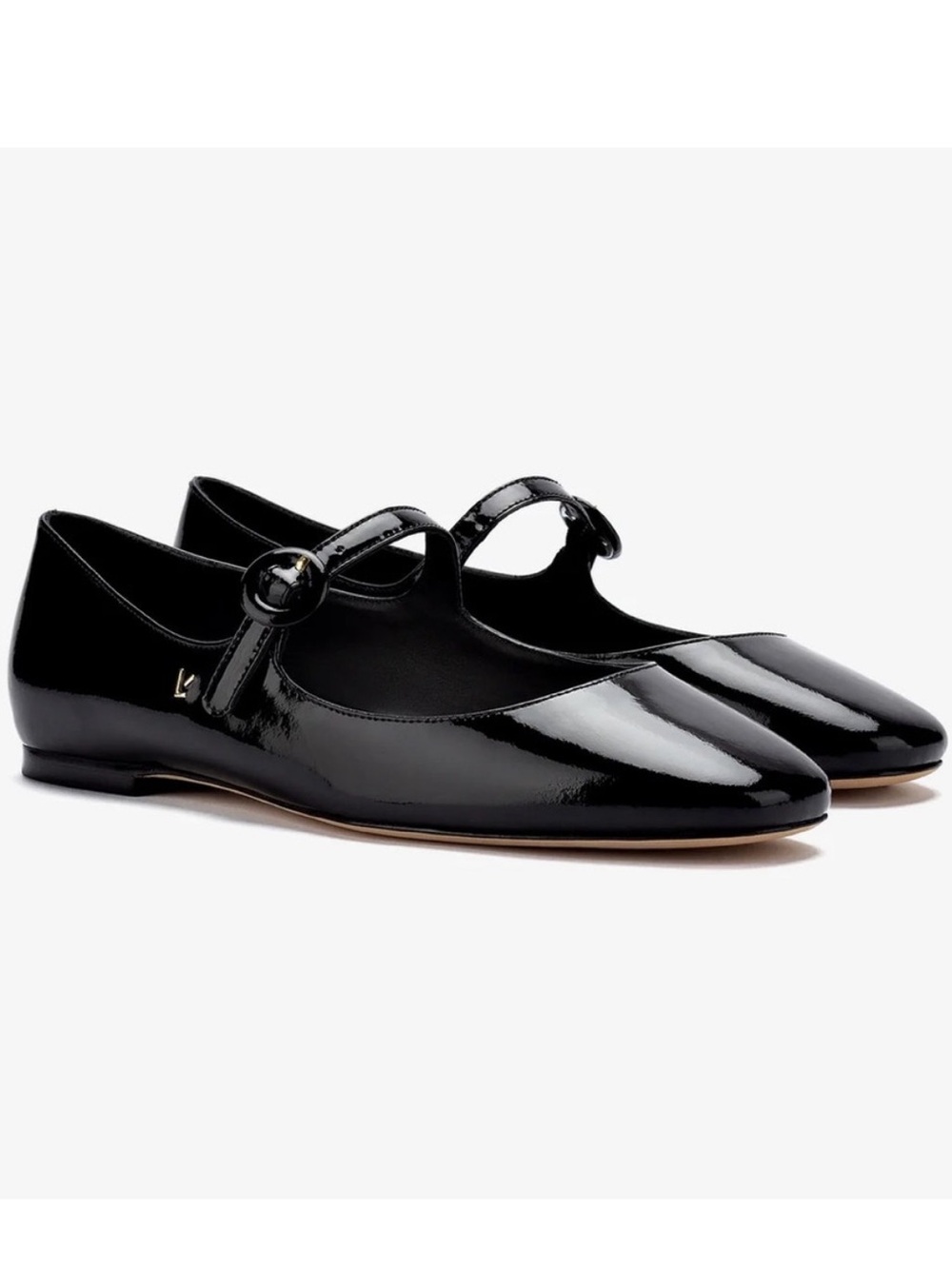 Larroude Blair Ballet Flat Black Patent Leather